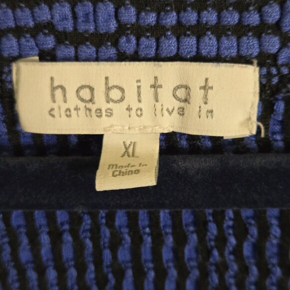 Habitat Black Blue Textured Wise 3/4 Sleeve Button Detail Lagonlook Top Size XL - Picture 5 of 6